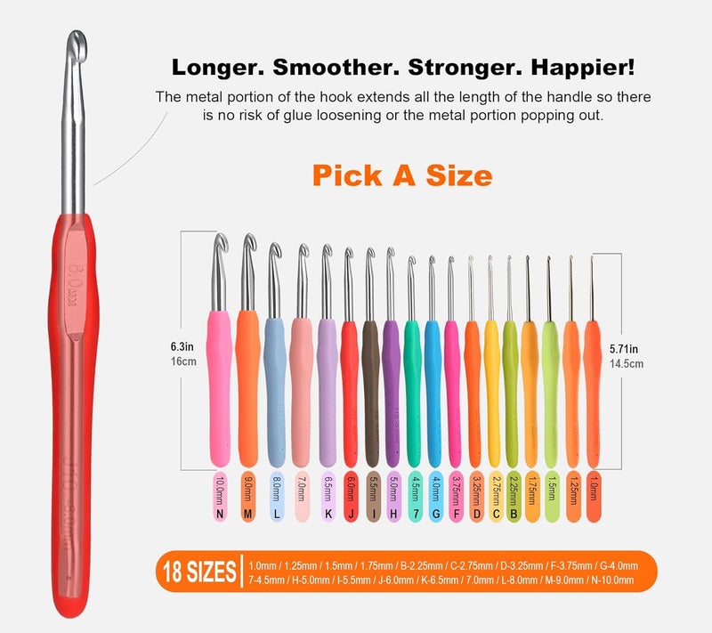 YOJOB 2Pcs 10mm Large Crochet Hooks, Ergonomic Crochet Hook for Arthritis and Beginners, Extra Long, Smooth, Comfortable (Size N / 10.0mm) - Image 4